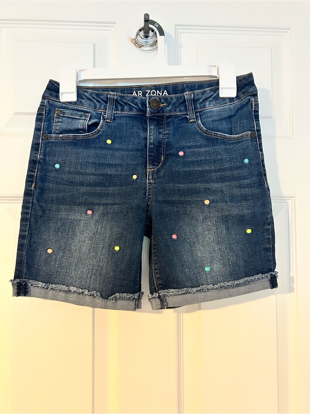 Arizona Jean Company Dark Blue Denim Shorts with Multicolor Dots